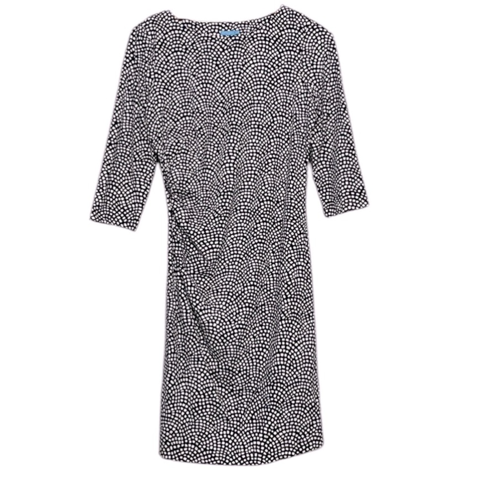 J McLaughlin Boatneck Ruched Dot Sheath Dress